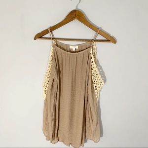 Umgee Peekaboo Crochet Sleeve Blouse Small